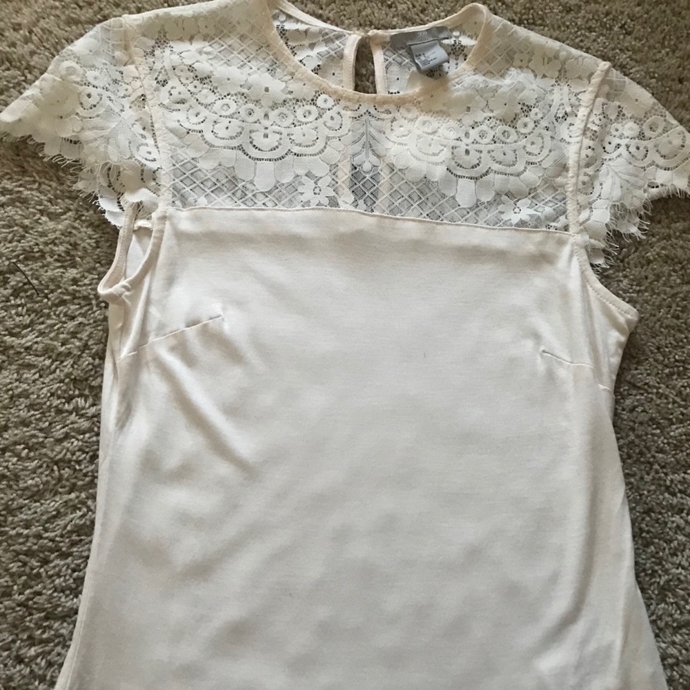 Lace top short sleeve shirt